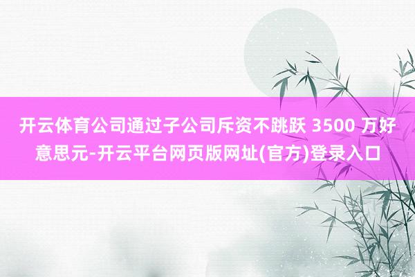 开云体育公司通过子公司斥资不跳跃 3500 万好意思元-开云平台网页版网址(官方)登录入口